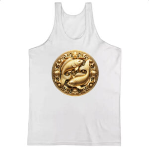 Camiseta Regata Signo de Peixes moeda de ouro