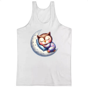 Camiseta Regata Cute Coruja dormindo na Lua