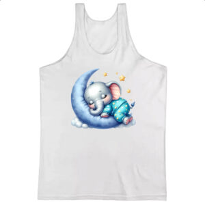 Camiseta Regata Cute Elefante dormindo na Lua