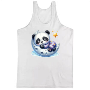Camiseta Regata Cute Panda dormindo na Lua