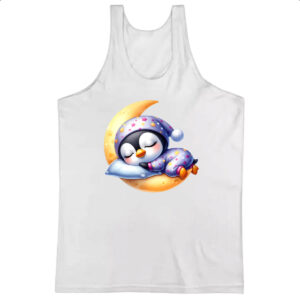 Camiseta Regata Cute Pinguim dormindo na Lua