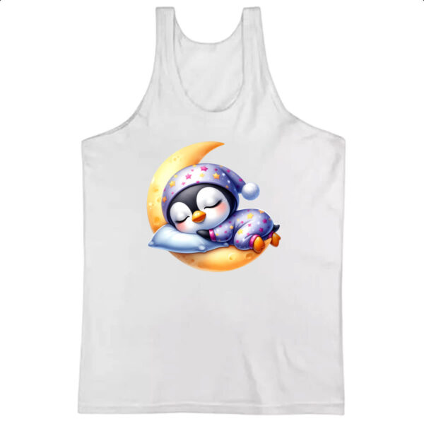 Camiseta Regata Cute Pinguim dormindo na Lua