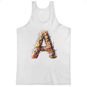 Camiseta Regata Alfabeto Floral Letra A