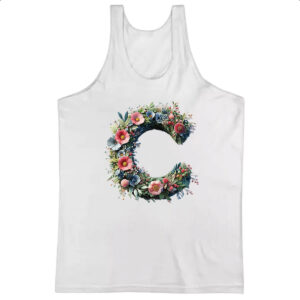 Camiseta Regata Alfabeto Floral Letra C