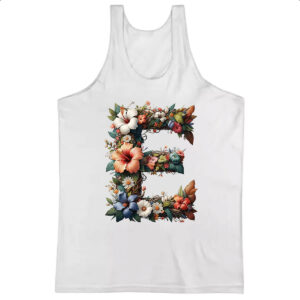 Camiseta Regata Alfabeto Floral Letra E