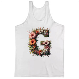 Camiseta Regata Alfabeto Floral Letra G