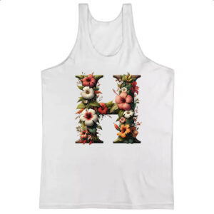 Camiseta Regata Alfabeto Floral Letra H