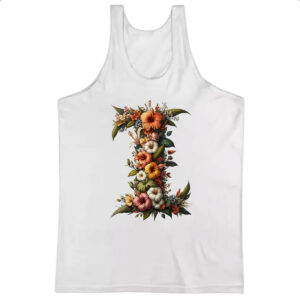 Camiseta Regata Alfabeto Floral Letra I