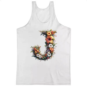Camiseta Regata Alfabeto Floral Letra J