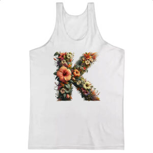Camiseta Regata Alfabeto Floral Letra K