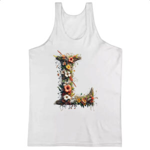 Camiseta Regata Alfabeto Floral Letra L