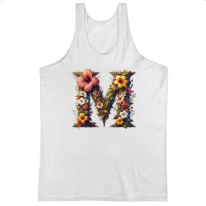 Camiseta Regata Alfabeto Floral Letra M
