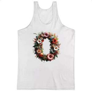 Camiseta Regata Alfabeto Floral Letra O