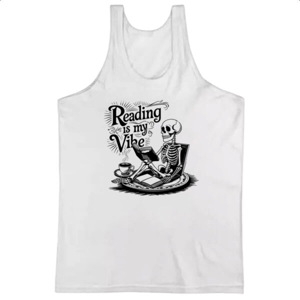 Camiseta Regata Caveira Reading is my vibe