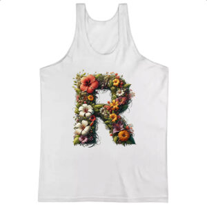 Camiseta Regata Alfabeto Floral Letra R
