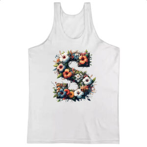 Camiseta Regata Alfabeto Floral Letra S