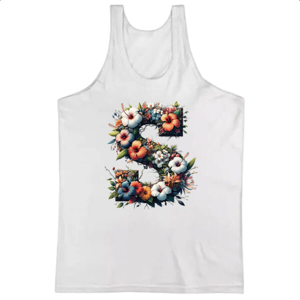 Camiseta Regata Alfabeto Floral Letra S