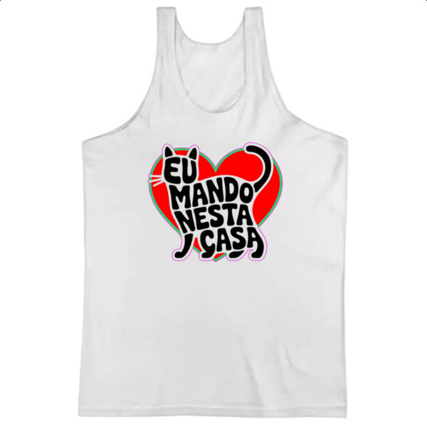 Camiseta Regata Silhueta gato manda na casa