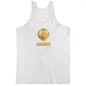 Camiseta Regata Signo Aquario Constelacao Dourada
