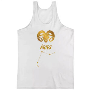Camiseta Regata Signo Aries Constelacao Dourada