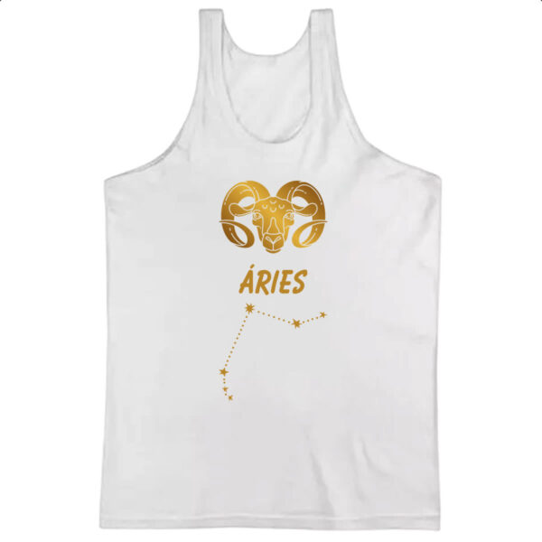 Camiseta Regata Signo Aries Constelacao Dourada