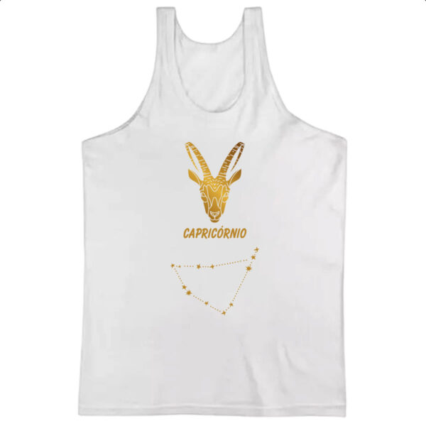 Camiseta Regata Signo Capricornio Constelacao Dourada