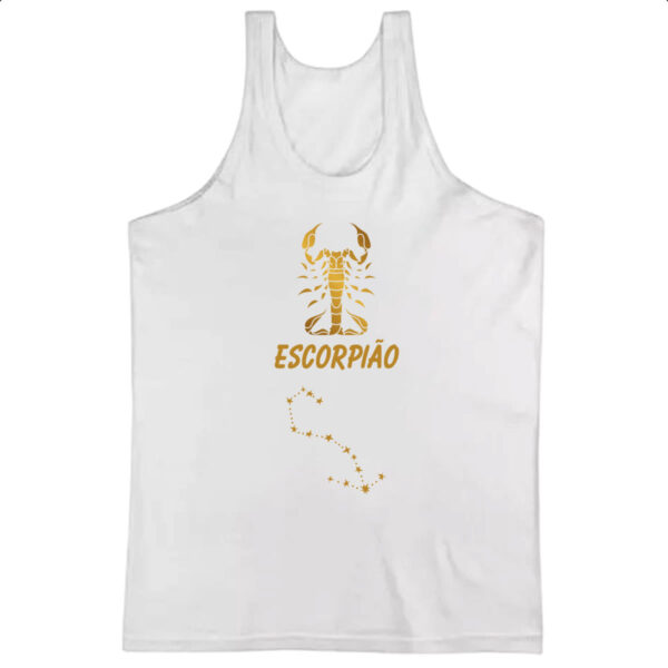 Camiseta Regata Signo Escorpiao Constelacao Dourada
