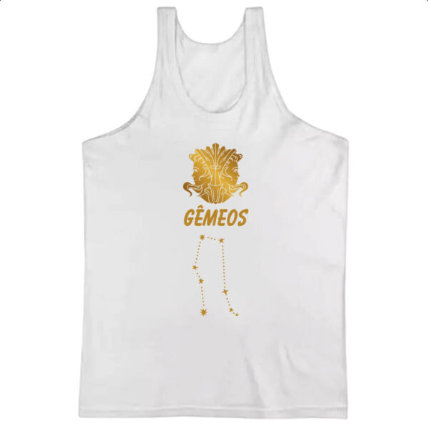 Camiseta Regata Signo Gemeos Constelacao Dourada