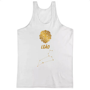 Camiseta Regata Signo Leao Constelacao Dourada
