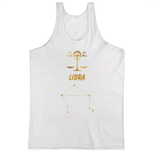 Camiseta Regata Signo Libra Constelacao Dourada