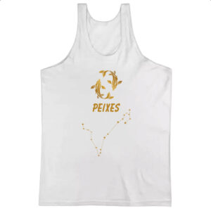 Camiseta Regata Signo Peixes Constelacao Dourada