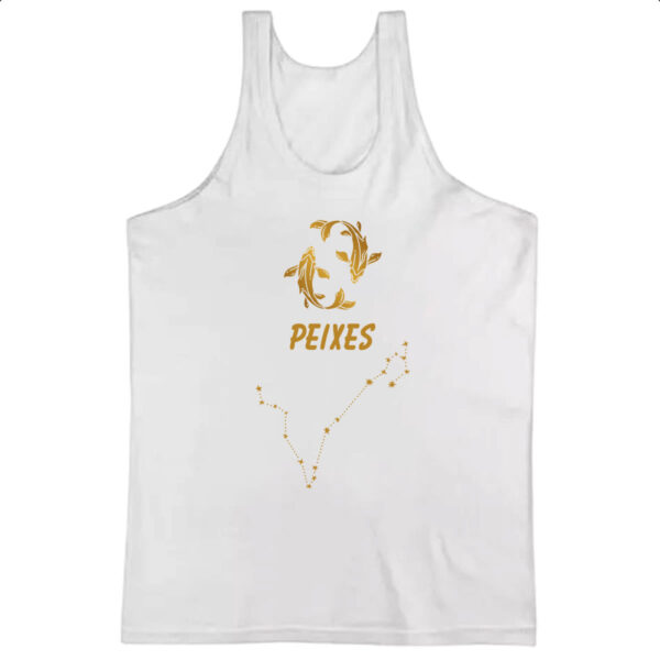 Camiseta Regata Signo Peixes Constelacao Dourada