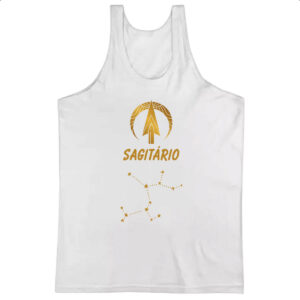 Camiseta Regata Signo Sagitario Constelacao Dourada
