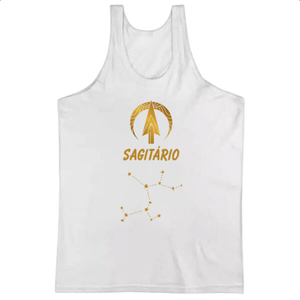 Camiseta Regata Signo Sagitario Constelacao Dourada