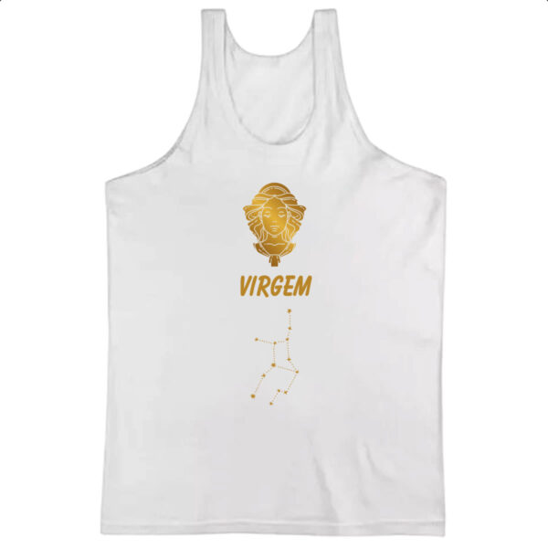 Camiseta Regata Signo Virgem Constelacao Dourada
