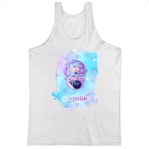 Camiseta Regata Aquario fundo zodiacal