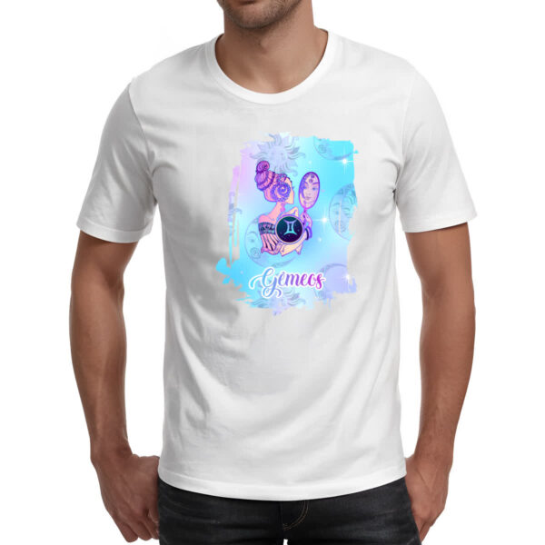 Camiseta Unissex Gemeos fundo zodiacal - Imagem 2