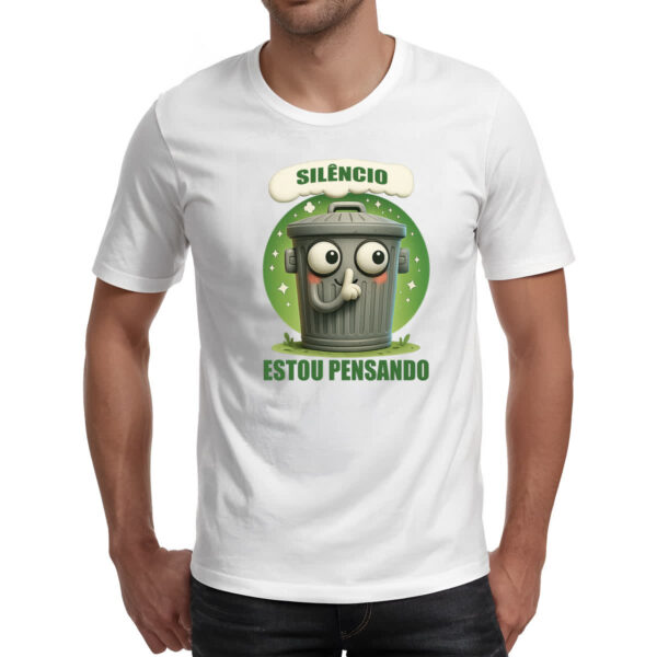 Camiseta Unissex Lata de Lixo pensando - Imagem 2