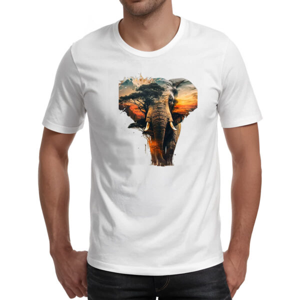 Camiseta Unissex Elefante africano paisagem corporal - Imagem 2