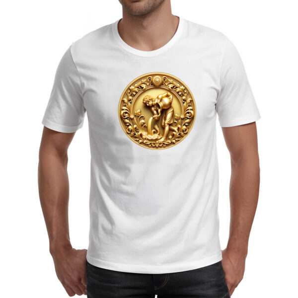 Camiseta Unissex Signo de Aquario moeda de ouro - Imagem 2