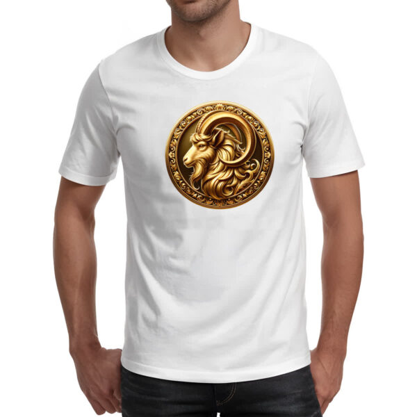 Camiseta Unissex Signo de Capricornio moeda de ouro - Imagem 2