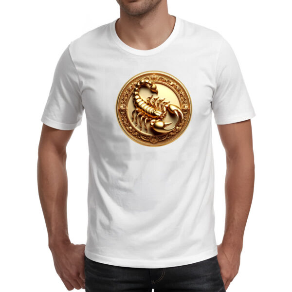 Camiseta Unissex Signo de Escorpiao moeda de ouro - Imagem 2