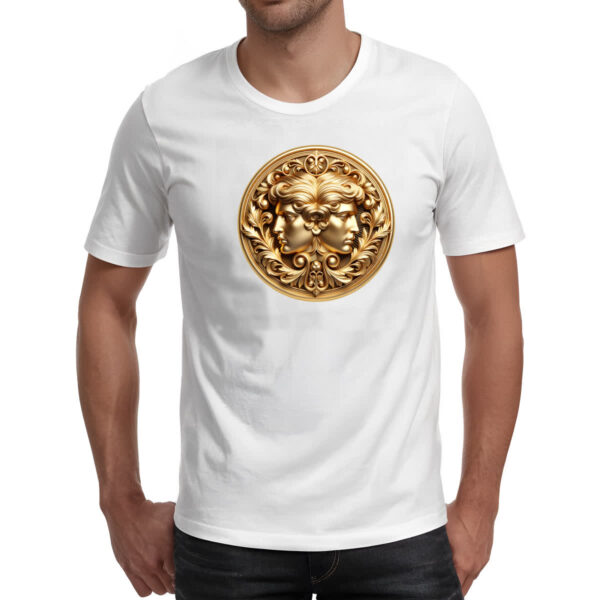 Camiseta Unissex Signo de Gemeos moeda de ouro - Imagem 2