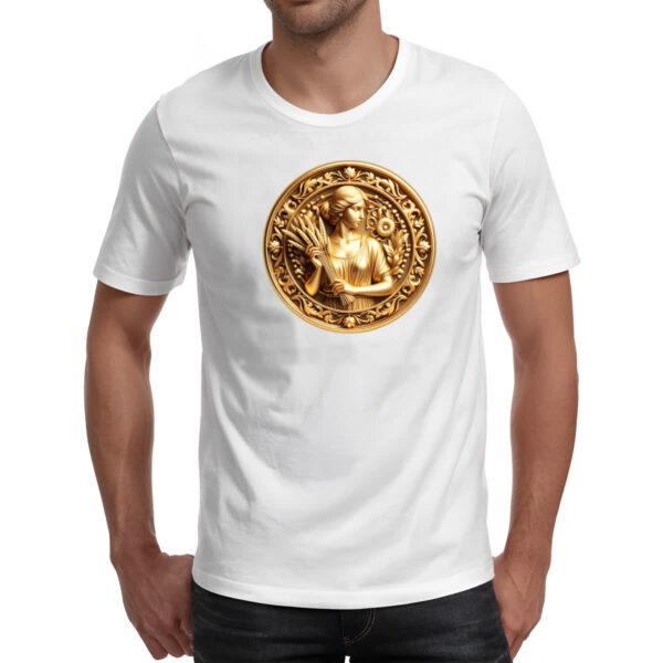 Camiseta Unissex Signo de Virgem moeda de ouro - Imagem 2