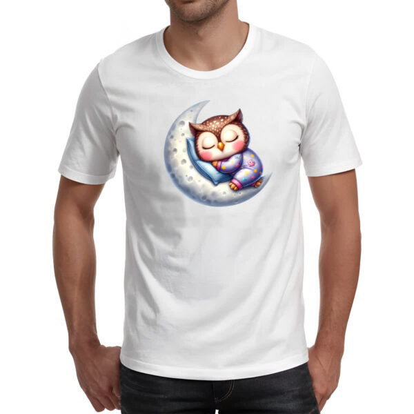 Camiseta Unissex Cute Coruja dormindo na Lua - Imagem 2