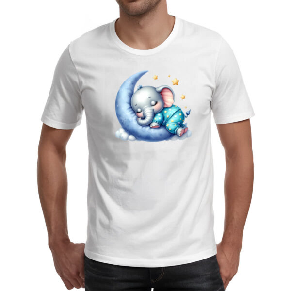 Camiseta Unissex Cute Elefante dormindo na Lua - Imagem 2
