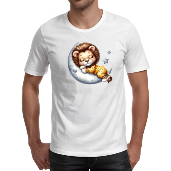 Camiseta Unissex Cute Leao dormindo na Lua - Imagem 2