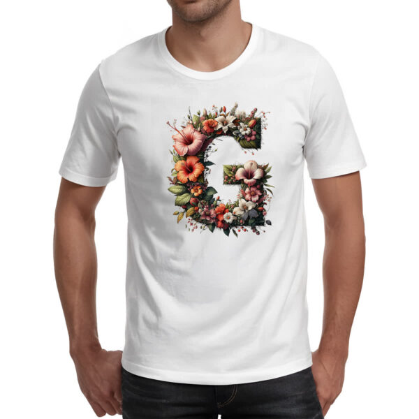 Camiseta Unissex Alfabeto Floral Letra G - Imagem 2