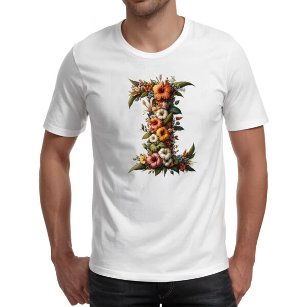 Camiseta Unissex Alfabeto Floral Letra I - Imagem 2