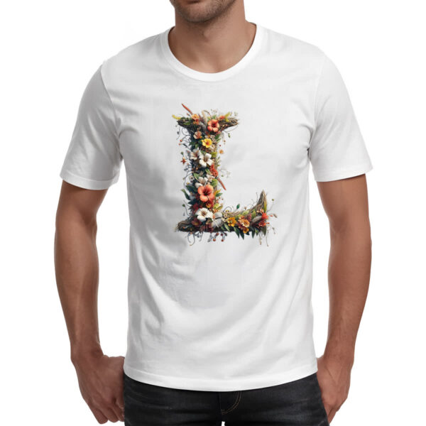 Camiseta Unissex Alfabeto Floral Letra L - Imagem 2